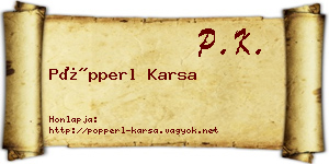 Pöpperl Karsa névjegykártya